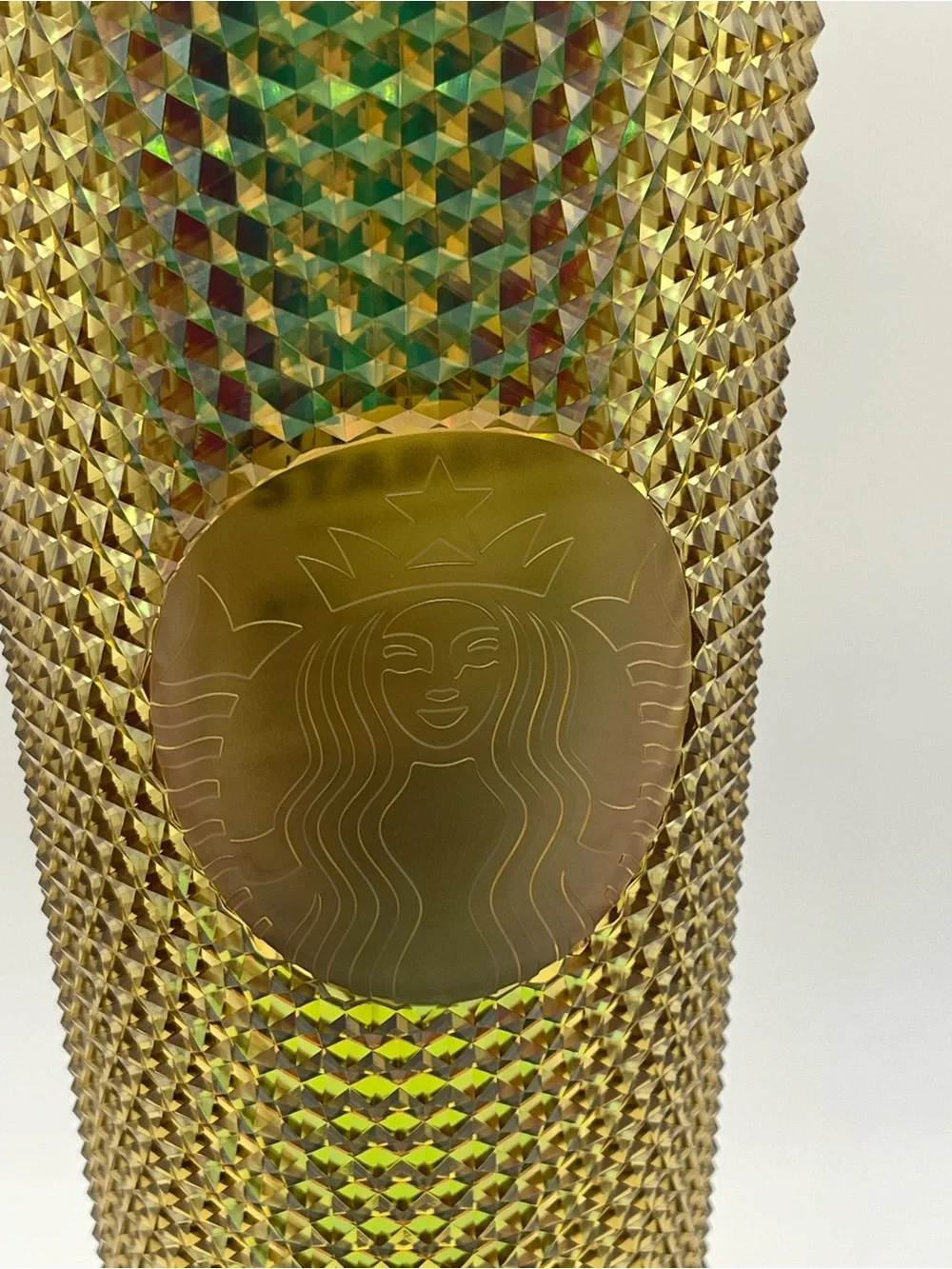 Disneyland Starbucks Gold Textured Studded Tumbler with Straw 24oz New
